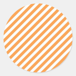 Pegatina Redonda Diagonal orange and white stripes pattern