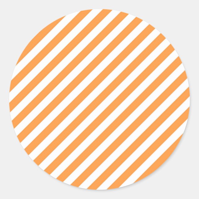 Pegatina Redonda Diagonal orange and white stripes pattern (Anverso)