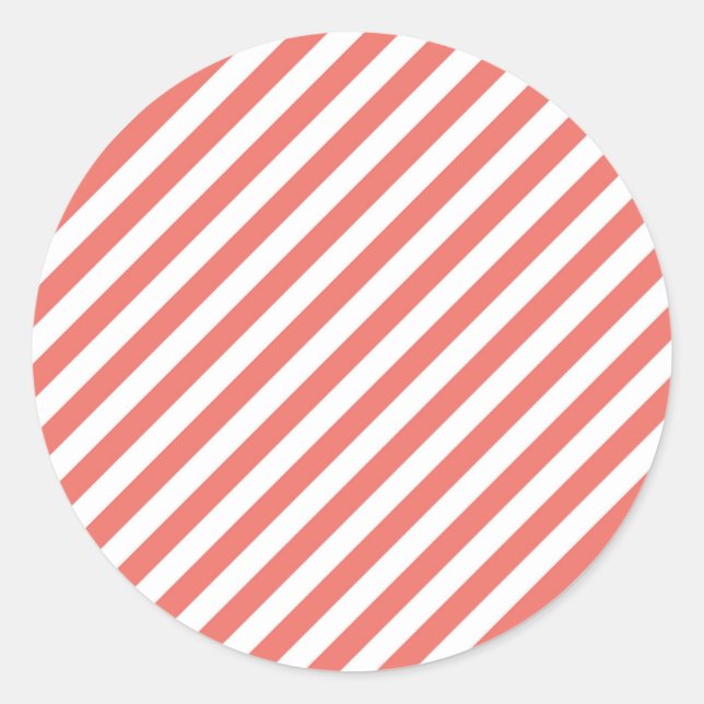 Pegatina Redonda Diagonal pattern of pink and white stripes (Anverso)
