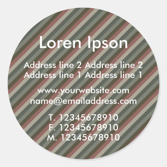 Pegatina Redonda Diagonal Stripes Business / Perfil (Anverso)