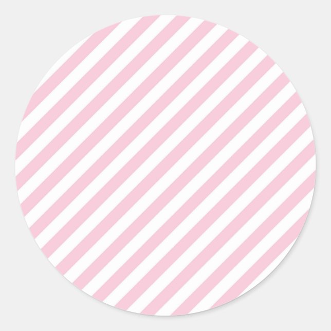 Pegatina Redonda Diagonal white and pink stripes pattern (Anverso)