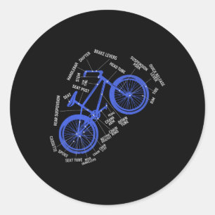 Pegatina Redonda Diagrama de piezas de bicicleta de ciclismo de mon