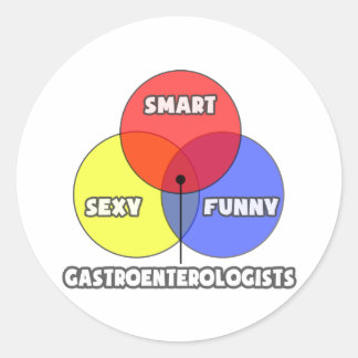Pegatina Redonda Diagrama de Venn.. Gastroenterólogos