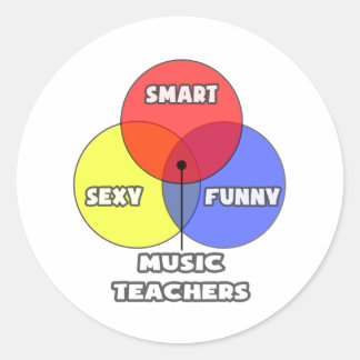 Pegatina Redonda Diagrama de Venn.. Maestros de música