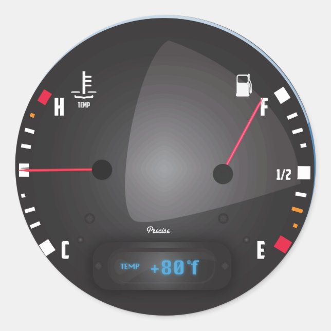 Pegatina Redonda Dial del tablero de combustible y temperatura del  (Anverso)