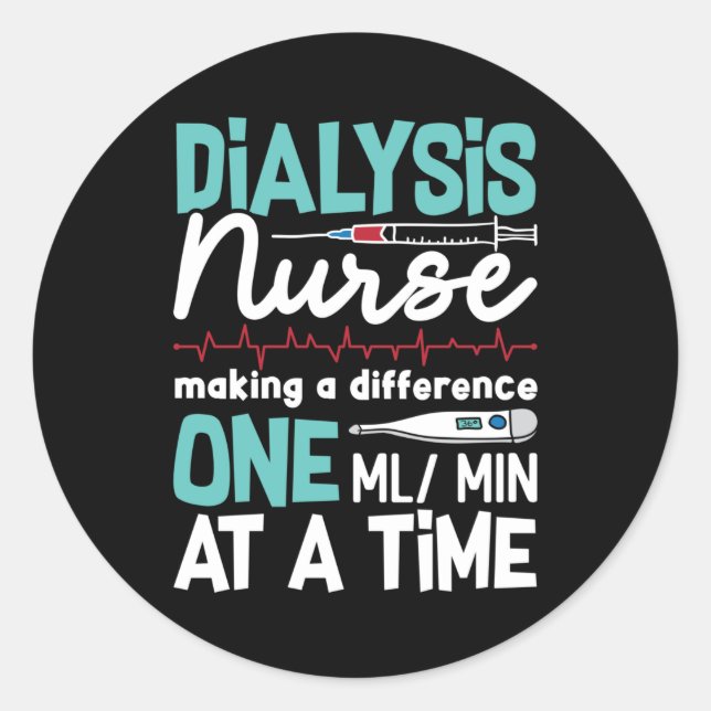 Pegatina Redonda Dialysis Nurse Technician Nephrology Dialysis Tech (Anverso)