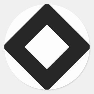 Pegatina Redonda Diamante blanco, borde negro negrita