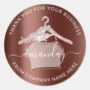 Pegatina Redonda Diamante Rosa Ropa colgante Nombre logotipo Gracia