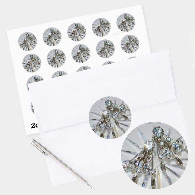 Pegatina Redonda Diamantes de imitación Art Deco Elegante Glam Retr (Subido por el creador)