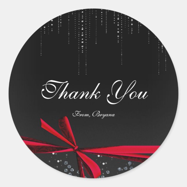 Pegatina Redonda Diamantes de imitación de la cinta roja y negra go (Anverso)