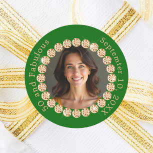 Pegatina Redonda Diamantes de oro verde esmeralda fabuloso cumpleañ