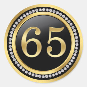 Pegatina Redonda Diamantes impresos 65º aniversario Boda
