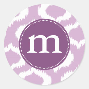 Pegatina Redonda Diamantes modernos de Ikat de la lavanda