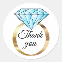 Pegatina Redonda Diamond Boda Ring Gracias