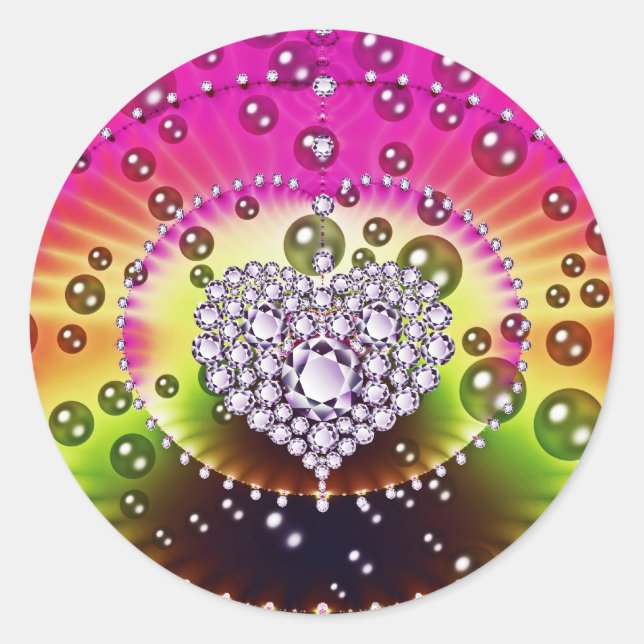 Pegatina Redonda Diamond Fractal (Anverso)