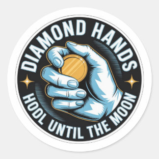 Pegatina Redonda Diamond Hands Crypto Sticker - HODL Until The Moon