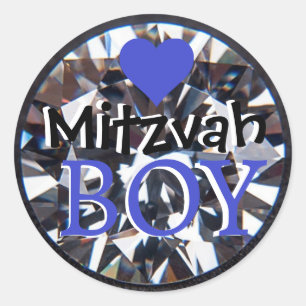 Pegatina Redonda Diamond Mitzvah Boy