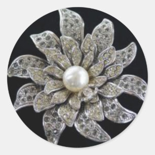 Pegatina Redonda Diamond & Pearl Brooch