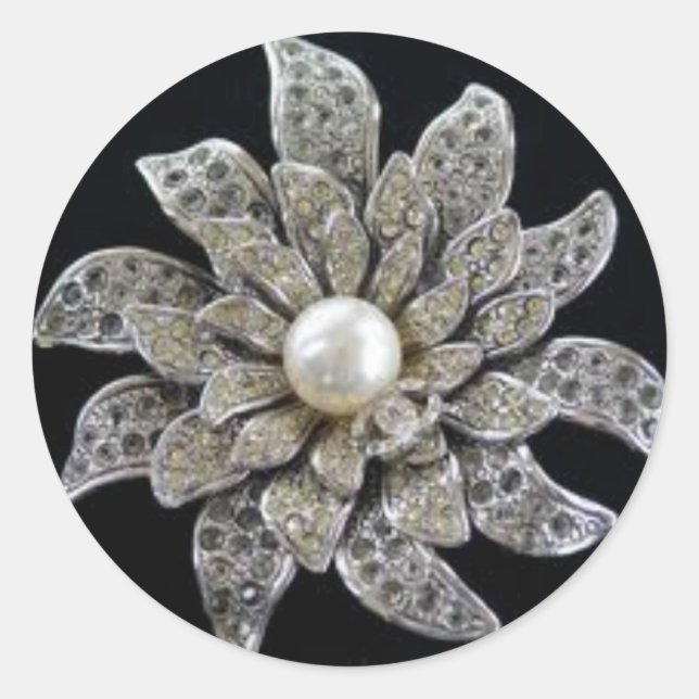 Pegatina Redonda Diamond & Pearl Brooch (Anverso)