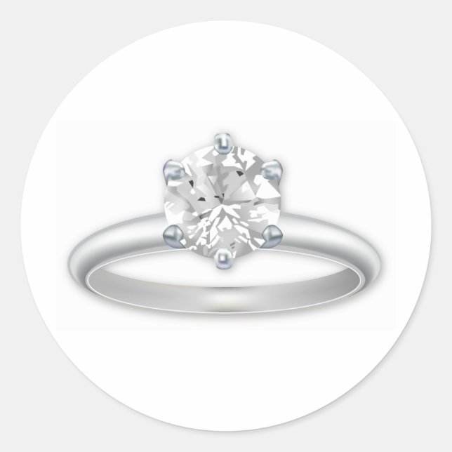 Pegatina Redonda Diamond Ring Bling Clipart (Anverso)