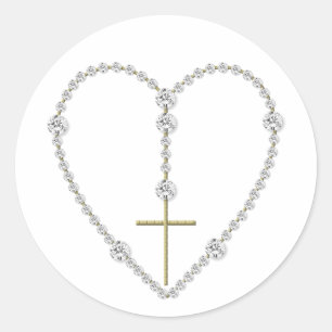 Pegatina Redonda Diamond Rosary - Ave María llena de gracia
