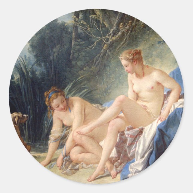 Pegatina Redonda Diana deja su baño (Anverso)