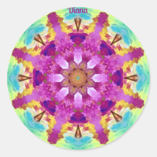 PEGATINA REDONDA DIANA ~ KALEIDOSCOPE ABSTRACTO BRILLANTE ~