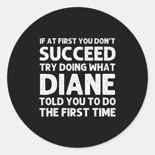 Pegatina Redonda Diane Name D Birthday Funny Christmas J  (Anverso)