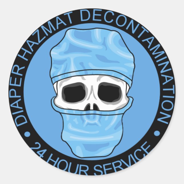 Pegatina Redonda Diaper Hazmat Decontamination (Anverso)