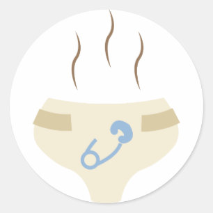 Pegatina Redonda Diaper hueso