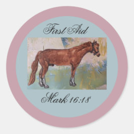 Pegatina Redonda diario de caballos de primeros auxilios