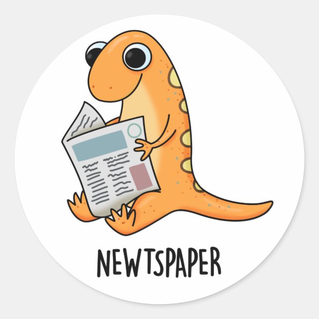Pegatina Redonda Diario Funny Newt Pun (Anverso)