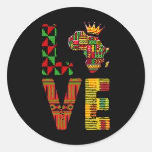 Pegatina Redonda Diario Love Africa Mapa de Historia Negra Hombres 