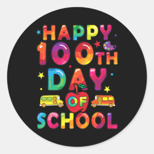 Pegatina Redonda Días De Chicas Escolares Felices 100 Días De Escue