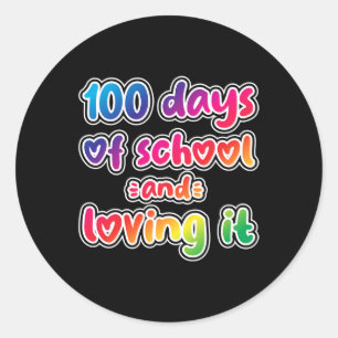 Pegatina Redonda Días de colegio y amor a niños felices 100 días