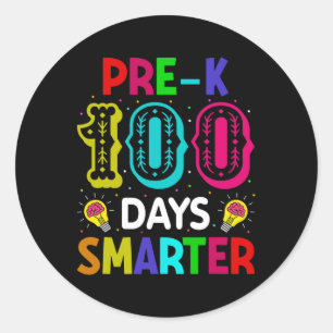 Pegatina Redonda Días De Educación Preescolar Estudiante Más Inteli