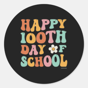 Pegatina Redonda Días De Escuela Para Profesores Estudiantes Retro 