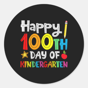 Pegatina Redonda Días De Jardín De Niños - Feliz Día 100 del Colegi