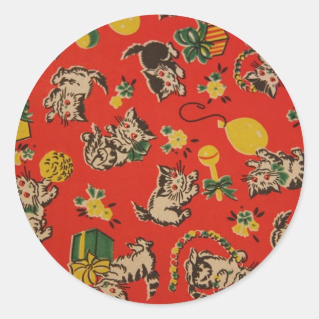 Pegatina Redonda Días de juego para gatos de Kitty (Anverso)