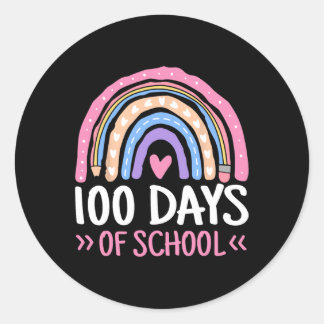 Pegatina Redonda Días De Maestros Escolares Niños 100° Día De Ra Es