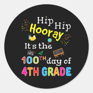 Pegatina Redonda Días De Regalo Escolar Para Niños De Cuarto Grado