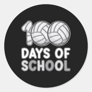 Pegatina Redonda Días De Voleibol Escolar 100° Día De Amor Escolar