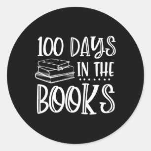 Pegatina Redonda Días en los libros - Lover de libros leyendo 100 d