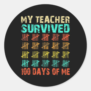 Pegatina Redonda Días Escolares 100º Día De Costuma Escolar 3