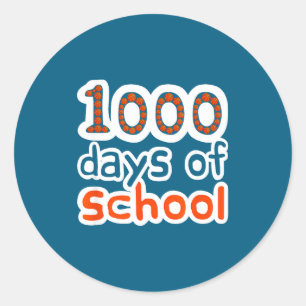 Pegatina Redonda Días Escolares Baloncesto 1000 Deporte 1000º Día E