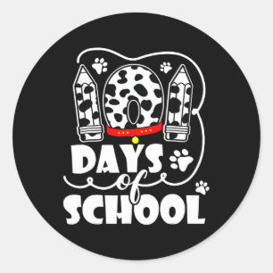 Pegatina Redonda Días Escolares Chicas De Perros Dalmatianos 100 Dí