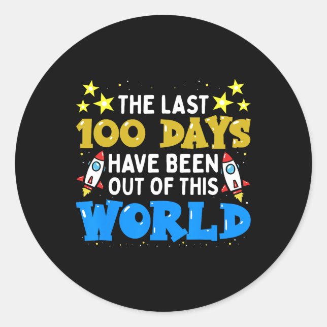 Pegatina Redonda Días Escolares Niños Astronautas Del Espacio Ultra (Anverso)