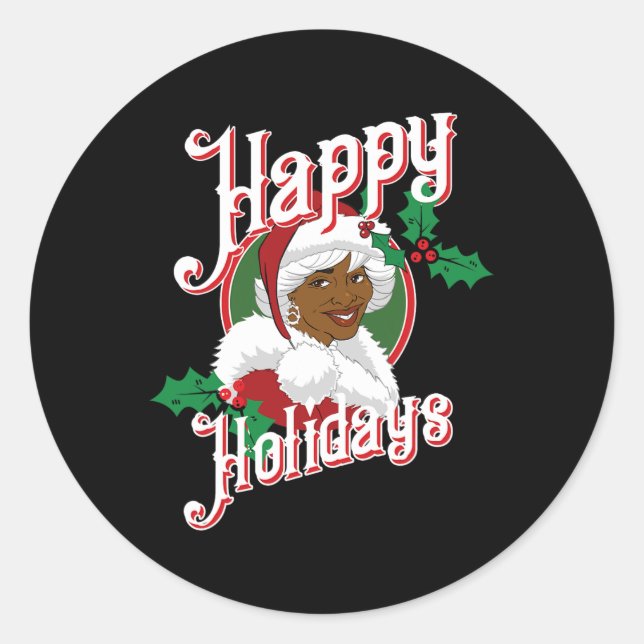 Pegatina Redonda días festivos felices negros norteamericanos santa (Anverso)