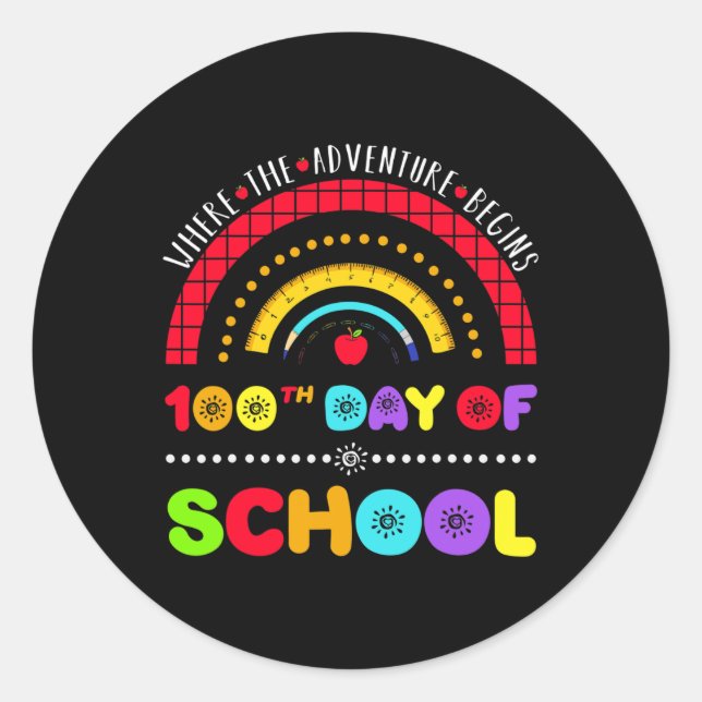 Pegatina Redonda Días más inteligentes donde la aventura comienza e (Anverso)