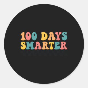 Pegatina Redonda Días Más Inteligentes Retro Groovy 100 Días De Esc
